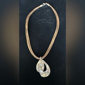 SILPADA Gold/Brown Multi-Strand Leather Necklace, Sterling Silver Pendant